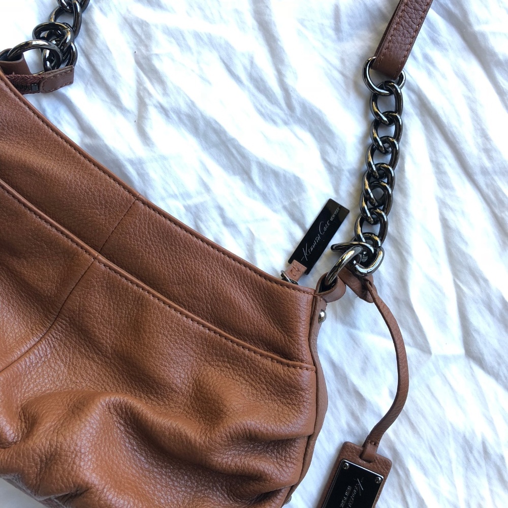 Kenneth Cole Leather Brown Chain Crossbody Purse